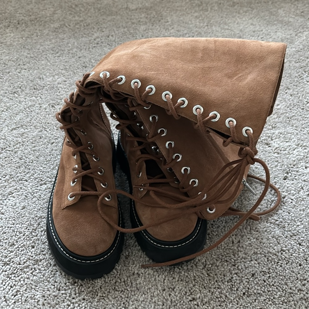 Larroudé Lara lace up Boots in brown size 38.5 - Picture 8 of 11